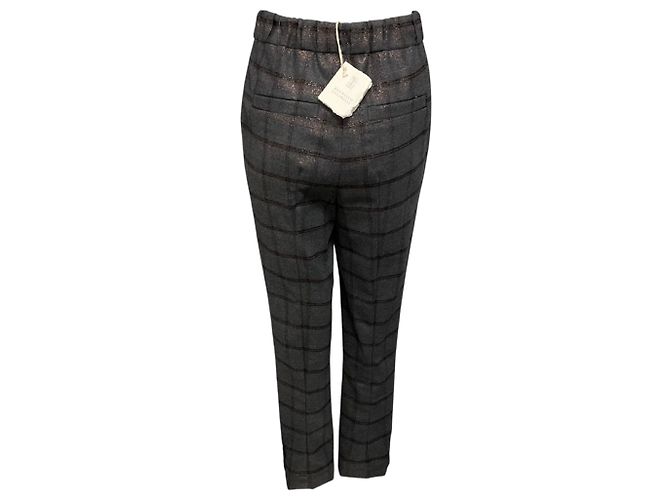 Pantalón Pull On de Cuadros Lurex Gris Medio Brunello Cucinelli - vista 3