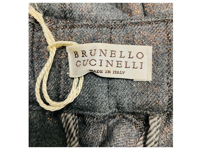 Pantalón Pull On de Cuadros Lurex Gris Medio Brunello Cucinelli - vista 4