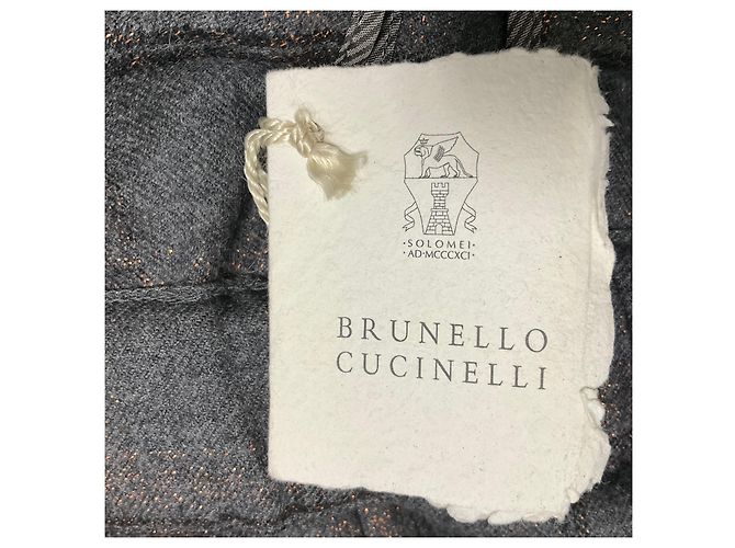 Pantalón Pull On de Cuadros Lurex Gris Medio Brunello Cucinelli - vista 6