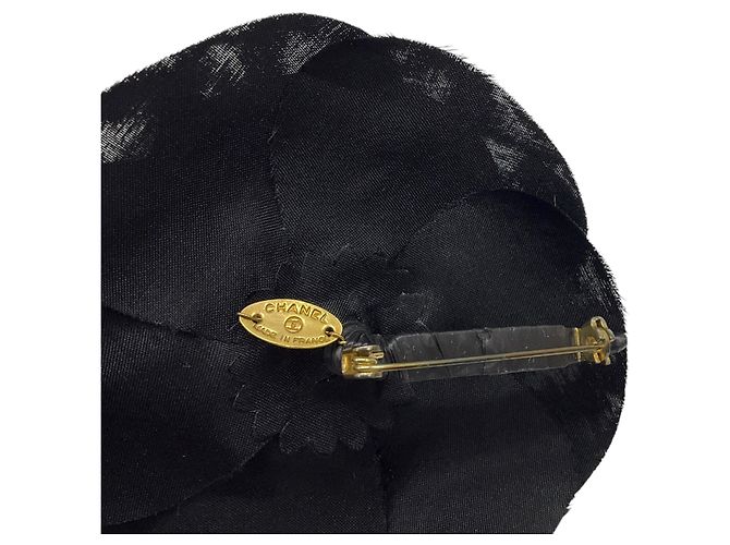 Spilla in seta Camelia nera Chanel Nero - vista 4