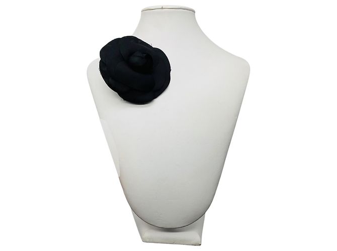 Spilla in seta Camelia nera Chanel Nero - vista 6
