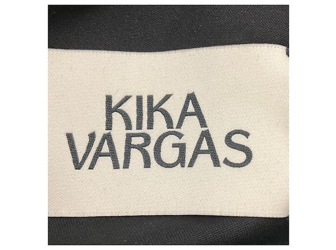 Autre Marque Vestido midi Kika Vargas Black Sygne de algodón elástico fruncido con cuello redondo - vista 5