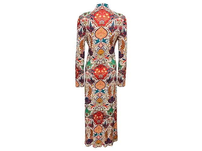 Etro Maxikleid im Hemdenstil mit langen Ärmeln und Knopfleiste, multicoloured Print Ivory / Red - Ansicht 3