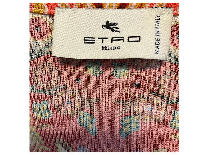 Etro Maxikleid im Hemdenstil mit langen Ärmeln und Knopfleiste, multicoloured Print Ivory / Red - Ansicht 4