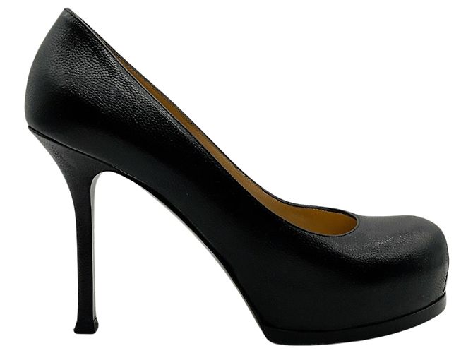 Décolleté platform Tribute in pelle nera Saint Laurent Marrone - vista 2