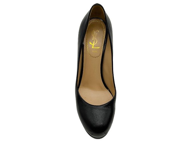 Décolleté platform Tribute in pelle nera Saint Laurent Marrone - vista 4