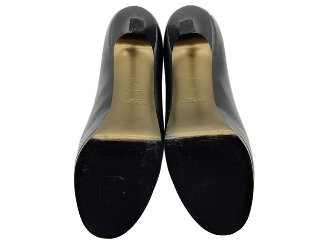 Décolleté platform Tribute in pelle nera Saint Laurent Marrone - vista 6