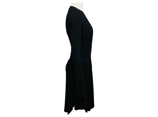 Vestido envelope Alexandre Vauthier preto de manga comprida e decote em V em viscose stretch - vista 2