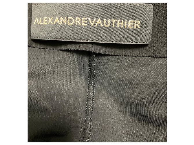 Vestido envelope Alexandre Vauthier preto de manga comprida e decote em V em viscose stretch - vista 4