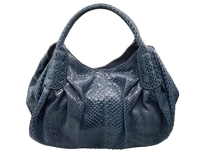 Tod's Handtasche aus Pythonleder in Schieferblau - Ansicht 3