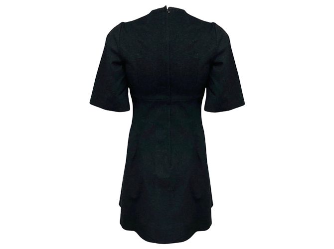 Dolce & Gabbana kurzärmeliges Kaschmir-Kleid mit Spitzenbesatz in Anthrazitgrau - Ansicht 3