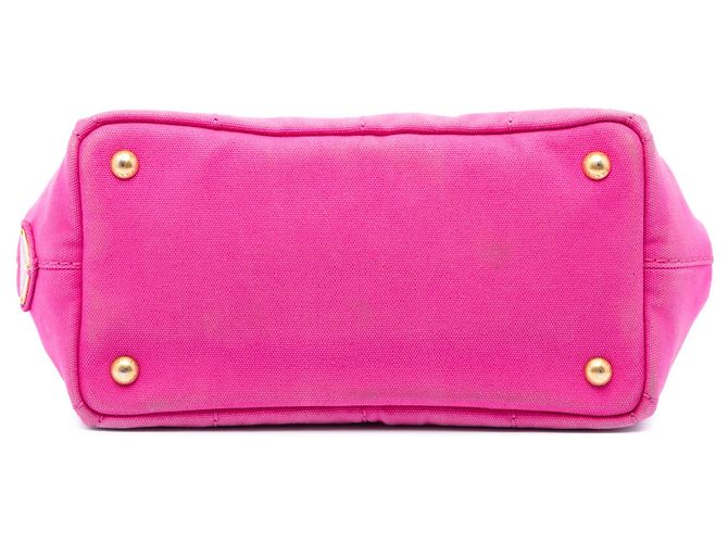 Borsa Tote Satchel Prada Small Canvas Canapa Logo Rosa - vista 3