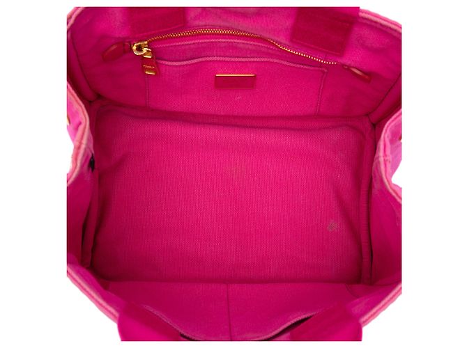 Borsa Tote Satchel Prada Small Canvas Canapa Logo Rosa - vista 4