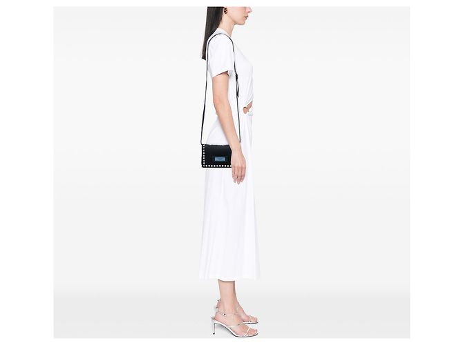 Borsa a tracolla Prada Tessuto Etiquette nera Nero - vista 5