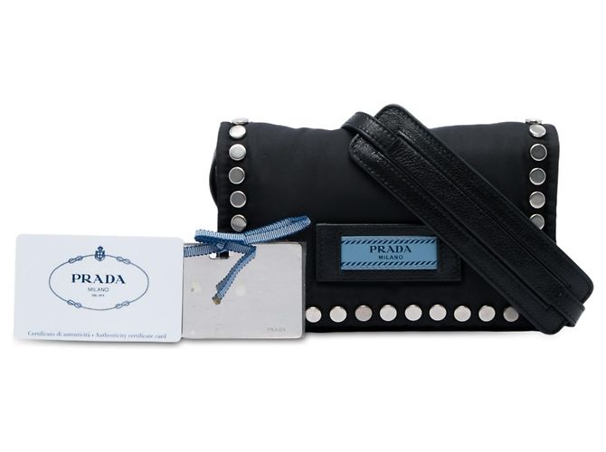 Borsa a tracolla Prada Tessuto Etiquette nera Nero - vista 6
