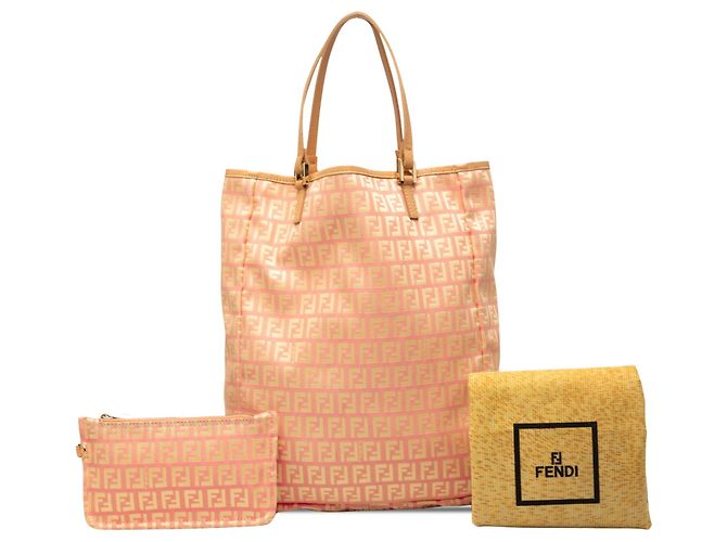 Tote verticale Fendi Zucchino Canvas rosa - vista 7