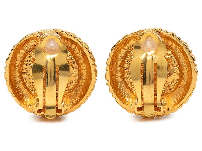 Orecchini a clip Chanel CC placcati oro con perle finte bianche Bianco - vista 2