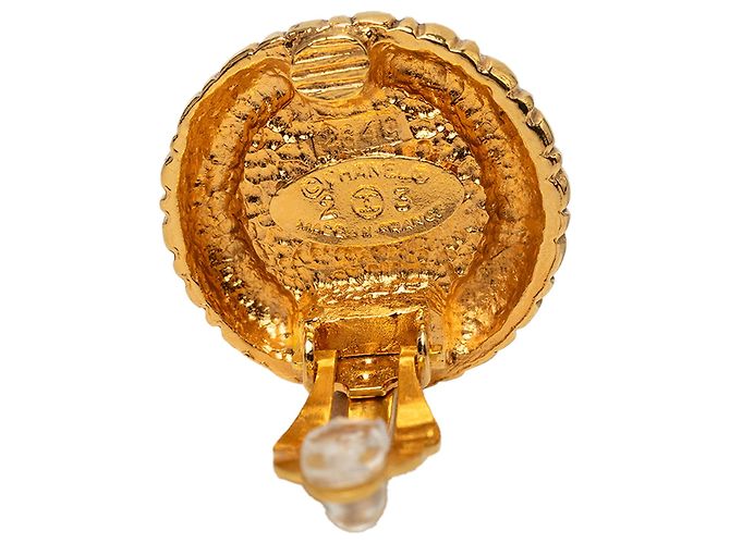 Orecchini a clip Chanel CC placcati oro con perle finte bianche Bianco - vista 3