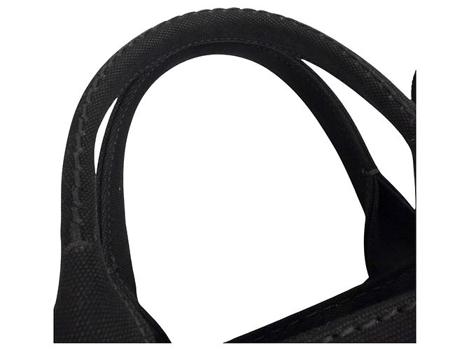 Borsa Tote Satchel Prada Small Canvas Canapa Logo Nera Nero - vista 12