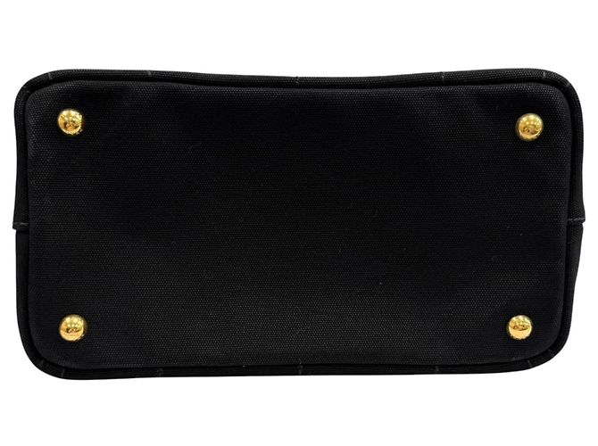 Borsa Tote Satchel Prada Small Canvas Canapa Logo Nera Nero - vista 4
