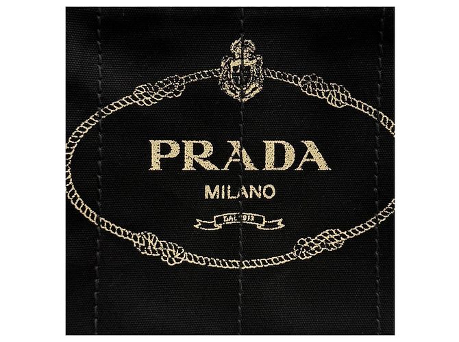 Borsa Tote Satchel Prada Small Canvas Canapa Logo Nera Nero - vista 7