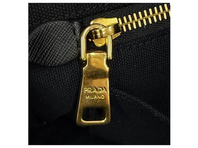 Borsa Tote Satchel Prada Small Canvas Canapa Logo Nera Nero - vista 8