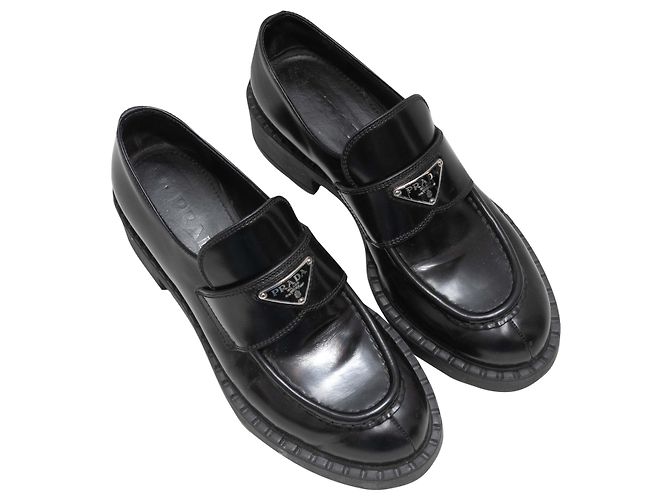 Mocassini Prada Logo Neri Taglia 38.5 Nero - vista 2