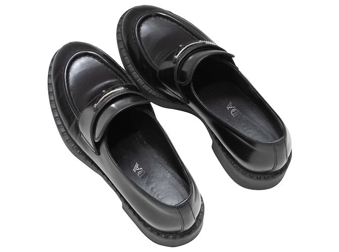 Mocassini Prada Logo Neri Taglia 38.5 Nero - vista 3