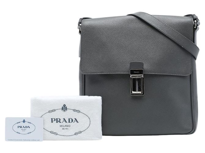 Borsa Messenger da Viaggio Prada Saffiano Grigia Grigio - vista 7