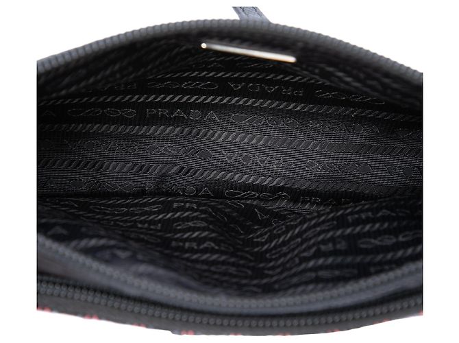 Borsa a spalla Prada Tessuto Stampato Geometric Nera Nero - vista 4