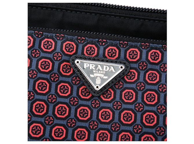 Borsa a spalla Prada Tessuto Stampato Geometric Nera Nero - vista 5
