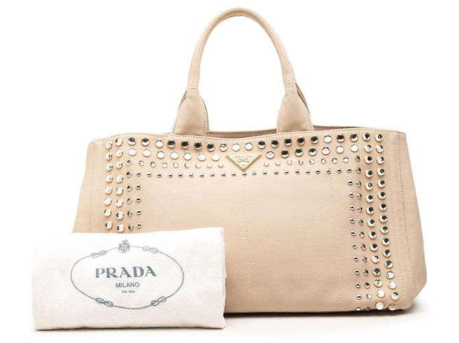 Sac à main Prada Large Canvas Canapa Bijoux Beige - vue 7