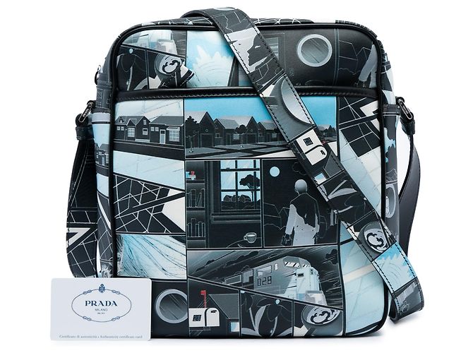 Borsa a tracolla Prada James Jean Vitello con stampa comic nera Nero - vista 6