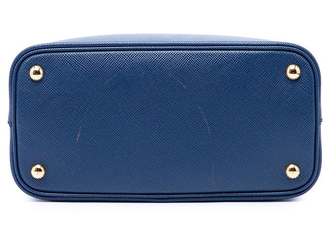 Borsa Satchel Prada Large Saffiano Cuir Panier Blu - vista 3