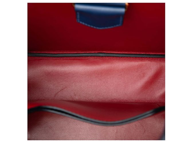 Borsa Satchel Prada Large Saffiano Cuir Panier Blu - vista 4