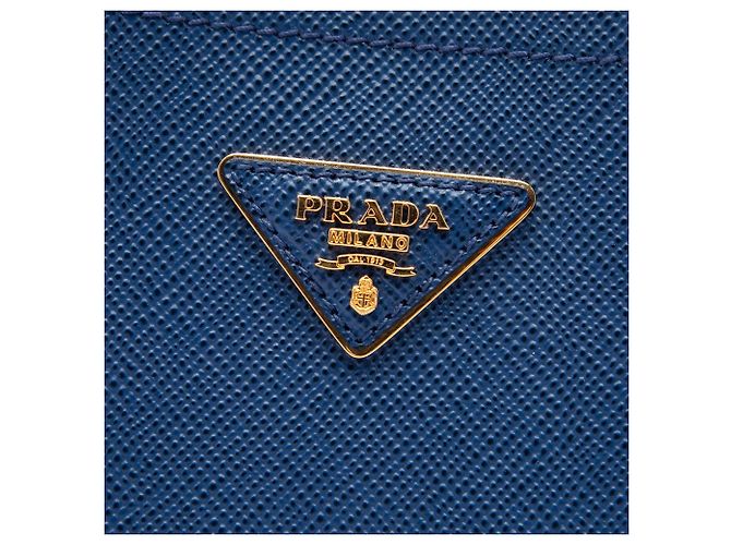 Borsa Satchel Prada Large Saffiano Cuir Panier Blu - vista 5