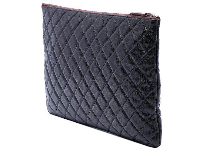 Black Chanel Large Quilted Caviar O Case Clutch - view 2
