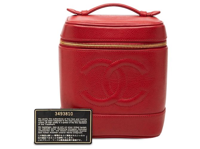 Borsa Vanity Chanel CC Caviar Rossa Rosso - vista 7