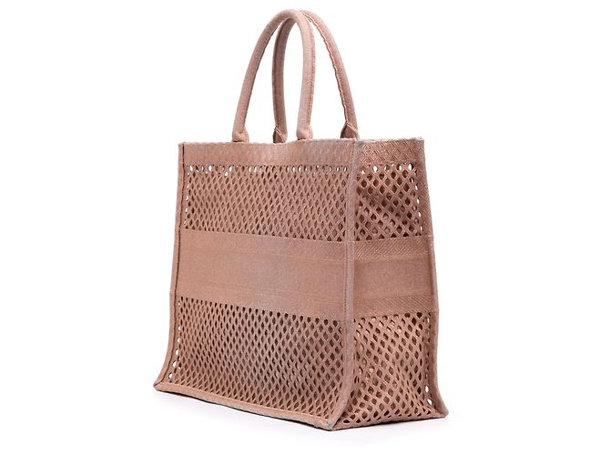 Borsa Book Tote Dior Large in mesh ricamato Rosa - vista 2