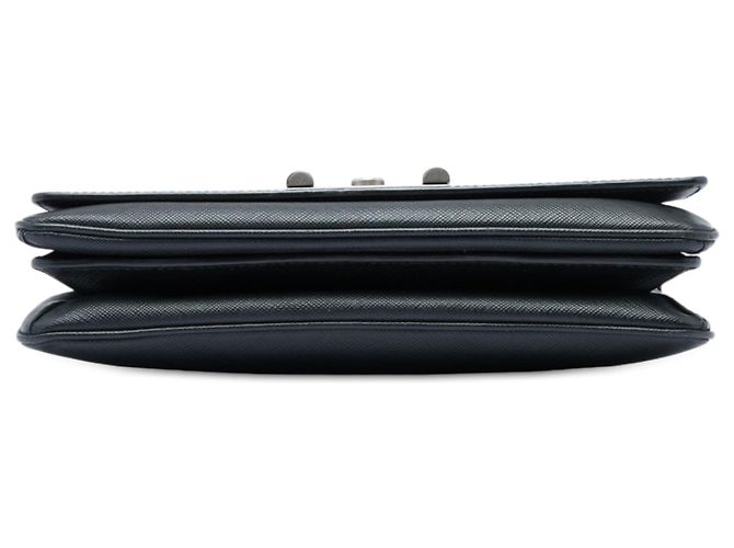 Borsa a tracolla Prada Saffiano Lux Lock con catena nera Nero - vista 3