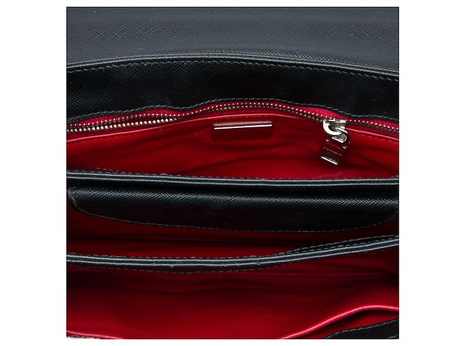 Borsa a tracolla Prada Saffiano Lux Lock con catena nera Nero - vista 4