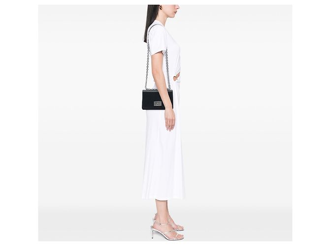 Borsa a tracolla Prada Saffiano Lux Lock con catena nera Nero - vista 5