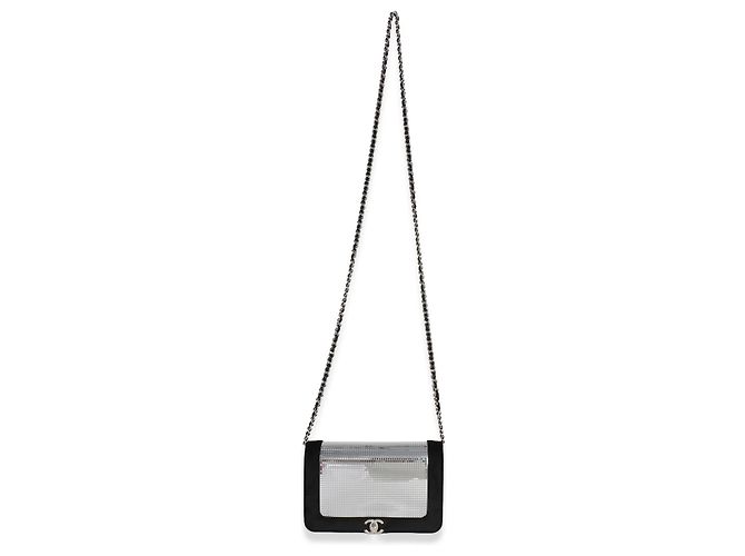 Borsa Chanel Wallet On Chain in velluto nero e paillettes a specchio Metallico - vista 5