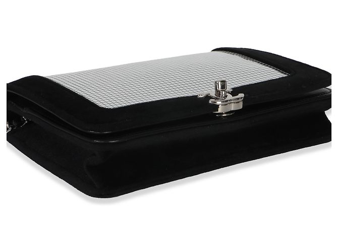 Borsa Chanel Wallet On Chain in velluto nero e paillettes a specchio Metallico - vista 7