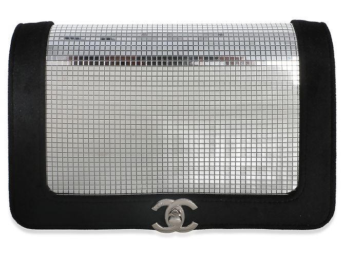 Borsa Chanel Wallet On Chain in velluto nero e paillettes a specchio Metallico - vista 8