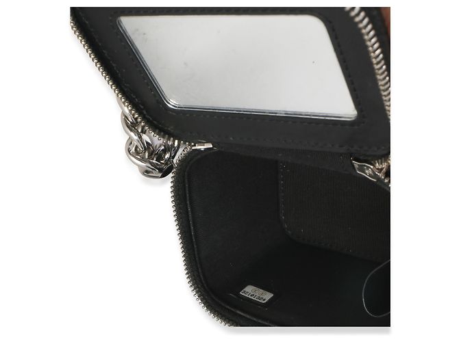 Mini Vanity Case Chanel en cuir Caviar matelassé noir avec chaîne Coco - vue 5