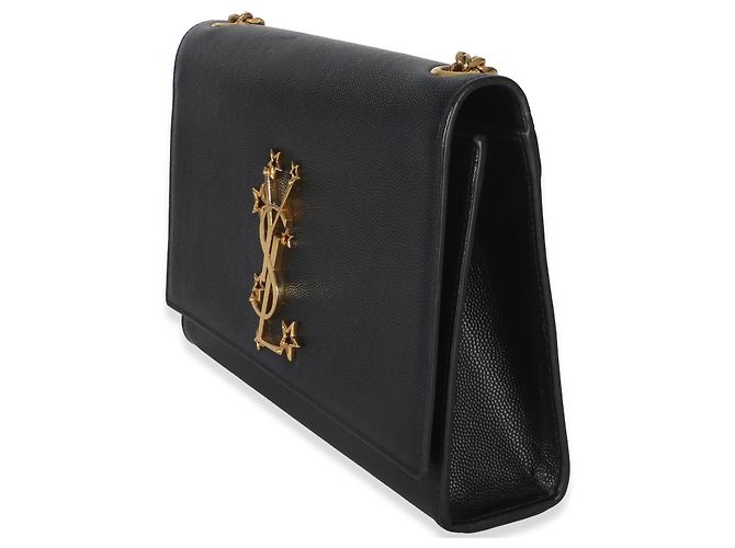 Borsa a catena Kate Medium Saint Laurent in pelle Grain De Poudre nera con monogramma a stelle Nero - vista 3