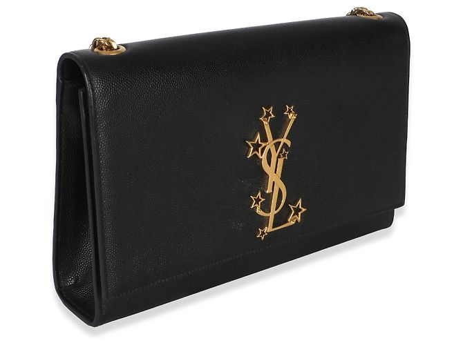 Borsa a catena Kate Medium Saint Laurent in pelle Grain De Poudre nera con monogramma a stelle Nero - vista 4