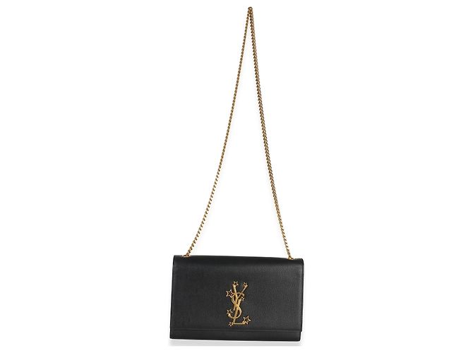 Borsa a catena Kate Medium Saint Laurent in pelle Grain De Poudre nera con monogramma a stelle Nero - vista 5