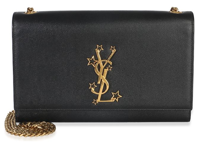 Borsa a catena Kate Medium Saint Laurent in pelle Grain De Poudre nera con monogramma a stelle Nero - vista 8